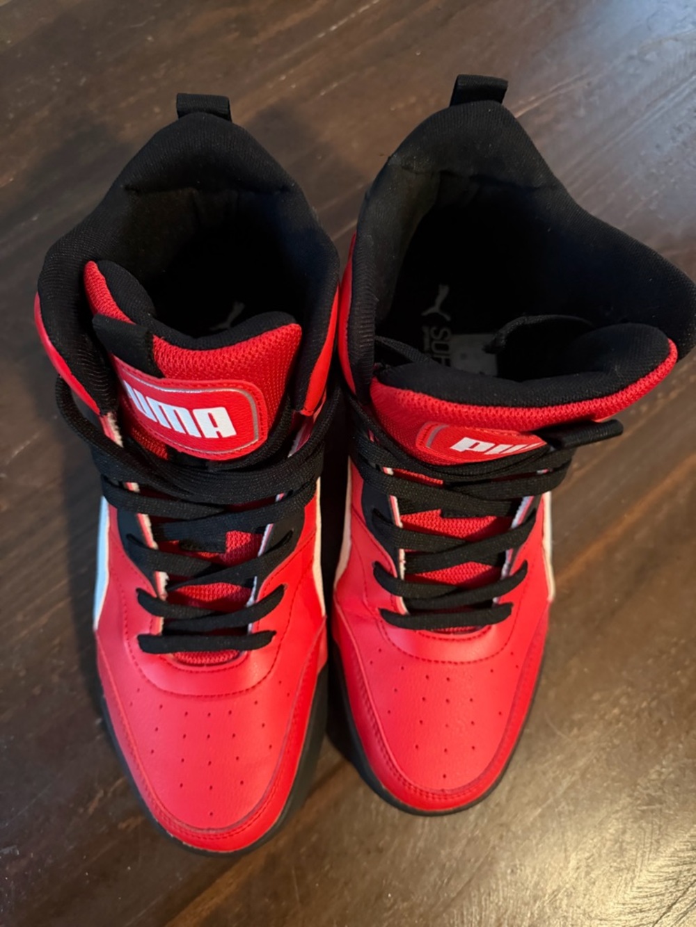 UniSex Puma Red Black BackCourt Mid High-Top Sneakers Size 9.5M or 11W - Picture 6 of 10